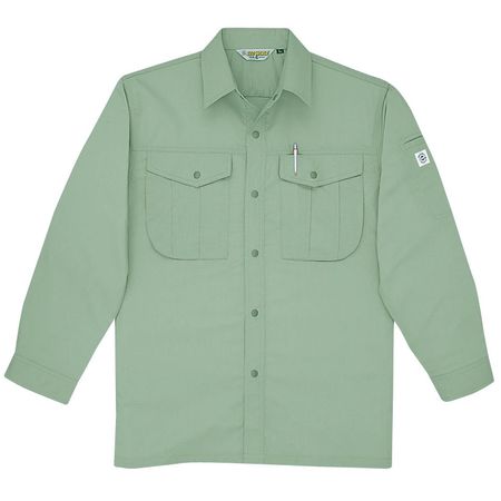(LINEクーポン有)4532484583480 ECO WORLD 5645 ナガソデシヤツ 色：グリーン サイズ：S