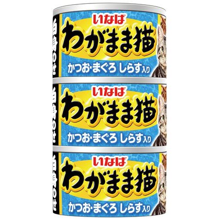 【商品説明】猫 フード 缶 ウェット 猫缶　缶詰 一般食 水煮 わがまま猫■かつおとまぐろの血合肉に白身をトッピングしました。■水煮タイプでしっとり食感。しらす入り。■原材料：かつお、まぐろ、しらす、フィッシュエキス、増粘剤(加工でん粉)、ビタミンE、緑茶エキス■保証成分：たんぱく質16.0％以上、脂質1.5％以上、粗繊維0.1％以下、灰分2.5％以下、水分80.0以下■エネルギー：約110kcal/100g■賞味期限：3年■原産国または製造地：タイ4901133700699類似商品はこちらいなばペットフード 4901133700682477円いなばペットフード 4901133700705477円いなばペットフード 4901133747373389円いなばペットフード 4901133701566546円いなばペットフード IM-273 いなば わが196円いなばペットフード 3IM-256 いなば わ546円いなばペットフード A-02 CIAO ホワイ196円いなばペットフード IM-372 いなば 魚づ112円いなばペットフード 4901133863295157円いなばペットフード IM-271 いなば わが196円いなばペットフード 4901133747380389円いなばペットフード 4901133701573546円