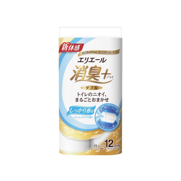 【同梱不可】【お一人さま1点限り】大王製紙 4902011729108 エリエール 消臭＋トイレットペーパー しっかり香る フレッシュクリアの香り 12Rダブル×6入 723910