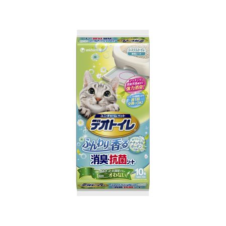 【商品説明】ペット 猫 トイレ 衛生 シート シーツ 消臭 抗菌 香り■約1週間交換不要※の「消臭・抗菌シート」が、1週間分の尿をしっかり吸収し、抗菌剤がニオイを強力に抑えます。※愛猫1頭(体重8Kgまで)の場合。■マッチング消臭芳香成分がオシッコの悪臭とマッチしてっしっかり消臭。■シート表面が白いので、オシッコの色がわかりやすく、猫ちゃんがかかることが多い泌尿器系の疾患を早期発見しやすい。※オシッコの色の変化は、泌尿器疾患の症状の1つとして見られる可能性のあるものです。全ての猫ちゃんに当てはまるわけではありません。■パッケージサイズ：W145×D80×H295mm■重量：530g■材質：ポリオレフィン不織布・綿状パルプ・吸水紙・高分子吸水材・ポリエチレンフィルム・抗菌剤・ホットメルト接着剤・香料■原産国または製造地：日本■諸注意：システムトイレと一緒にお使いください。単品では使用しないでください。本品は高温多湿、火気付近を避け、直射日光の当たらない場所に保管してください。4520699623473類似商品はこちらユニ・チャーム 4520699631980 デ1,904円ユニ・チャーム 4520699685914 デ1,056円ユニ・チャーム 4520699628416 1535円ユニ・チャーム 4520699678183 デ1,904円ユニ・チャーム 4520699685815 11,498円ユニ・チャーム 4520699612415 11,056円ユニ・チャーム 4520699622964 デ1,904円ユニ・チャーム 69597 デオトイレ消臭・抗1,146円直送・代引不可ユニ・チャーム デオトイレ ふん3,608円ユニ・チャーム 4520699677919 デ1,904円直送・代引不可(まとめ）ユニ・チャーム デオト24,570円直送・代引不可 ユニ・チャーム デオトイレ ふ5,104円