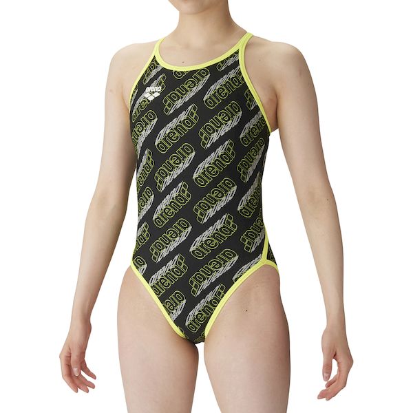 アリーナ arena 4947563651712 SAR−4122W トレーニングワンピース オープンバック ブラックXイエロー サイズ：M