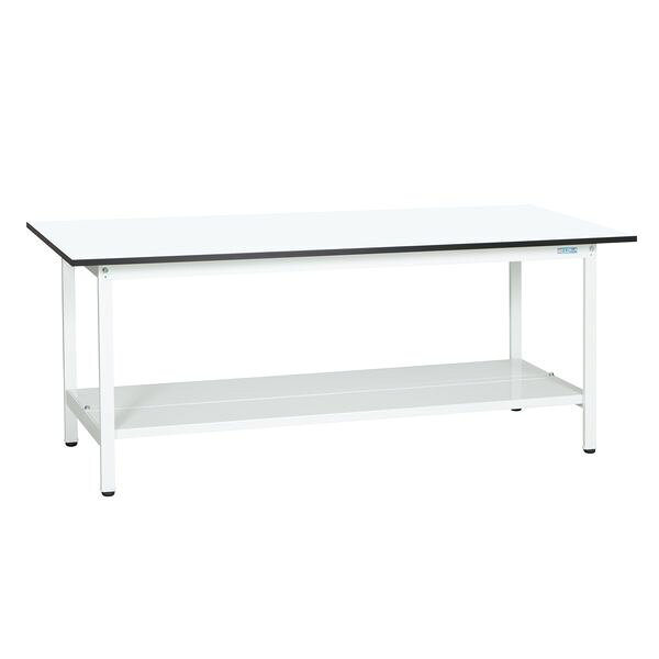 【個人宅配送不可】サカエ SAKAE KA-156TMW 直送 代引不可・他メーカー同梱不可 軽量作業台 KAタイプ／耐荷重180kg／メラミン天板／H740／中板付／固定式 KA156TMW