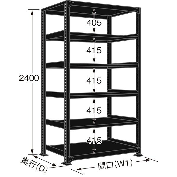 測定器・工具のイーデンキの(LINEクーポン有)【個人宅配送不可】サカエ SAKAE RLK-3146 直送 代引不可・他メーカー同梱不可 ラークラック ブラック／150kg／高さ2400／単体 RLK3146｜アングル2