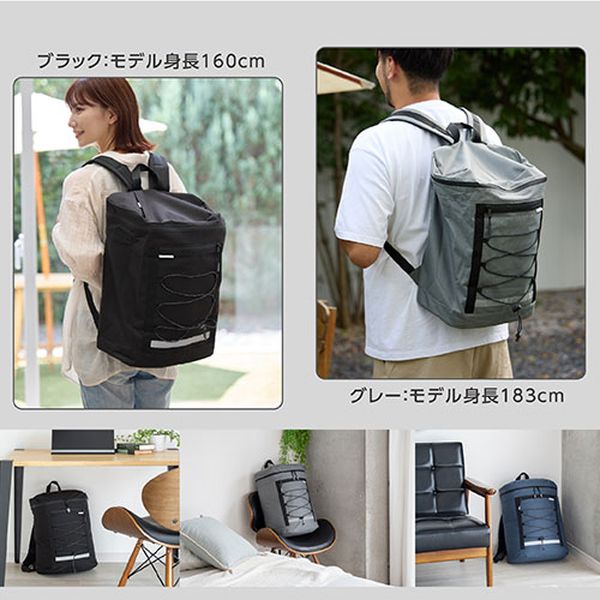 【個数：1個】90-0100-GY 直送 代引不可・他メーカー同梱不可 ガマカ工業 防災リュック5点セット いざというときの備え 普段使いできる 防災セット グレー 900100GY edenki-22743554 測定器・工具のイーデンキ サンプル画像3