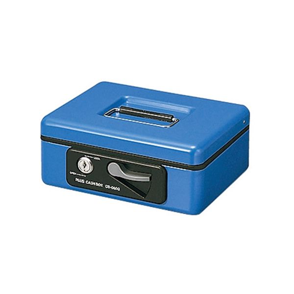 プラス 4977564128821 小型手提金庫 CB−060G ブルー CB-060G BL セーフティーボックス シリンダー錠付き コンパクト 手提げ金庫 軽量