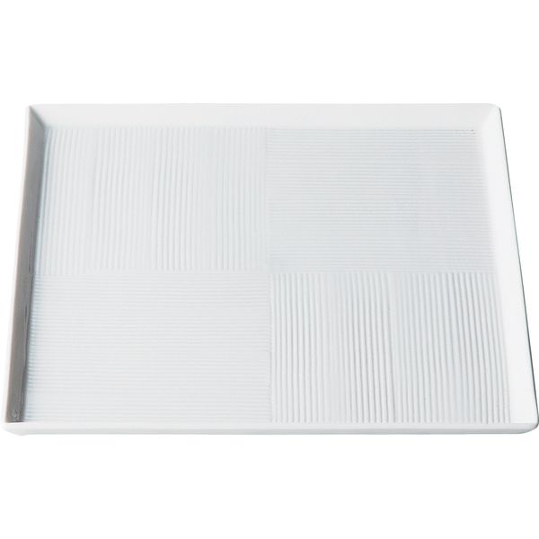 西海陶器 14792 白磁市松 21cm正角プレート 波佐見焼 市松白磁 彫刻紋角皿 電子レンジ使用可 一真陶苑彫刻紋 はさみ焼 白磁角皿 ホワイト 盛り皿 ギフト 取り皿 和食器 贈り物 お皿