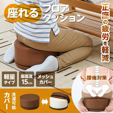 4989409085572 座れるフロアクッション【キャンセル不可】 座布団 ライトブラウン 丸形クッション 腰痛対策 インテリア 1008557低反発クッション あぐらクッション