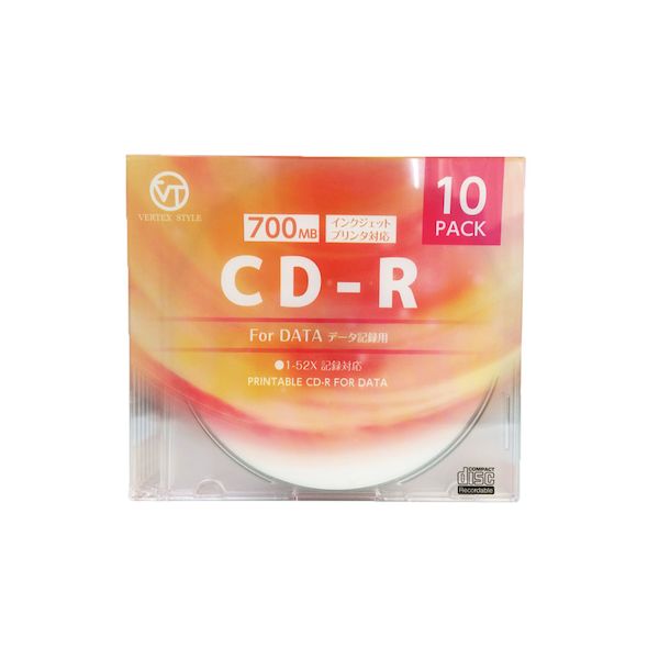 VERTEX 10CDRD.700MBCA データ用CD－R カラ