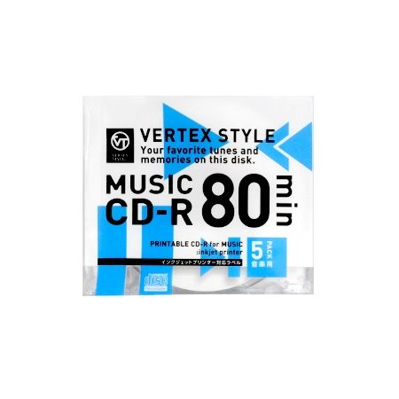 VERTEX 5CDRA80VX.WP 音楽用CD－R 80分 5枚