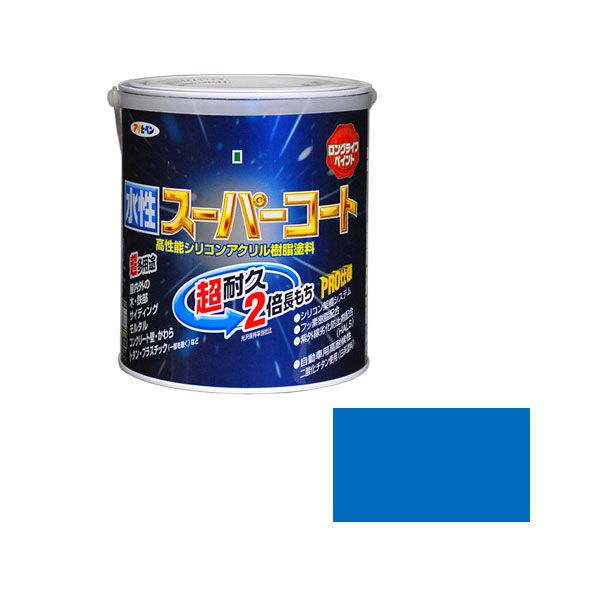 アサヒペン 4970925415479 水性スーパーコート 1.6L 空色 4970925415479 水性塗料 ペンキ 多用途-水性スーパーコート