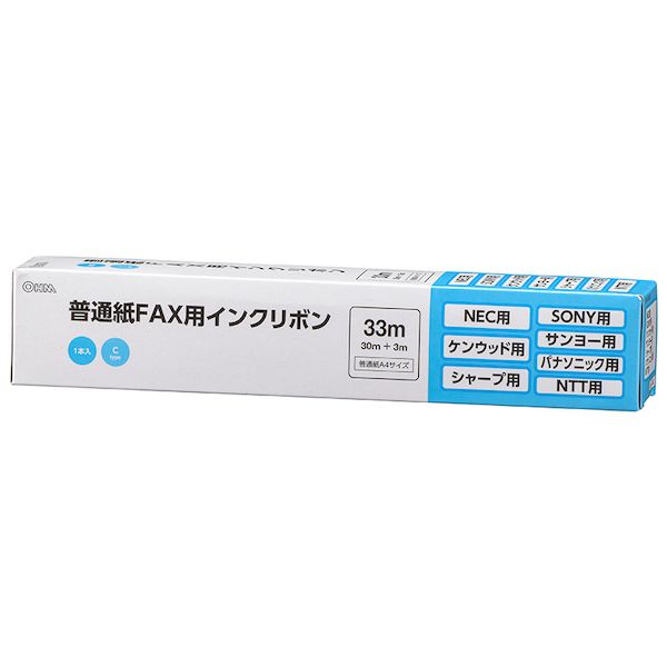 オーム電機0120-963-006【商品説明】特　徴●NEC、SONY、ケンウッド、サンヨー、シャープ、パナソニック、NTTファクシミリの交換用汎用インクリボンです仕　様■A4サイズ・黒■幅220mm×長さ33m■Cタイプ■1本入り■純正品インクリボン型番シャープ：UX-NR2A4、UX-NR2A4T（3本入り）パナファクス（パナソニック）：UF-3003、UF-3050（2本入り）サンヨー：FXP-A4IR40(K)、FXP-A4IR40T（3本入り）ケンウッド：ID-IR40(K)NEC：SIF-A4040、SIF-A4030T（3本入り）SONY：TL-RF10NTT：ファクシミリ用P形A4インクリボン（1）（2）（3）■対応機種シャープ：UX-F1CL、UX-F1CL2、UX-F11CL、UX-F2CL/CW、UX-F2MR、UX-F20CL、UX-F3CL、UX-F4CL/KW、UX-F41CL/KW、UX-F5CL/KW、UX-F702CL/CW、UX-FJ5CL、UX-NDL21V、UX-W40CL、UX-W50CL、UX-X1CL/CW、UX-X2CL/CWパナファクス（パナソニック）：UF-A1CL/WCL※、UF-A2CL、UF-A3CL、UF-A5CL、UF-A6CL、UF-A7WCL、UF-A8SCL/WCL、UF-L1WCL、UF-L2CL、UF-L3CL/WCL※UF-A1CLとUF-A1WCLは、交換時に純正リボンの部品が必要です（使用済みの純正リボンは交換時まで捨てないでください）サンヨー：SFX-BP505、SFX-D38、SFX-DW38、SFX-HP33WCL、SFX-HPK400、SFX-HPW40、SFX-HPW41、SFX-LP60、SFX-LP60AS、SFX-NDL21、SFX-P10CL、SFX-P11、SFX-P110、SFX-P15、SFX-P150、SFX-P16、SFX-P160、SFX-P27、SFX-P270、SFX-P31CL、SFX-P32CL、SFX-P32WCL、SFX-P33CL、SFX-P34CL、SFX-P35、SFX-P35W、SFX-P36、SFX-P360、SFX-P37、SFX-P370、SFX-P3CL、SFX-P3WCL、SFX-P50CL、SFX-P75CL、SFX-P77CL、SFX-P86CL、SFX-P90CL、SFX-PK100、SFX-PK1CL、SFX-PK1TCL、SFX-PK1WCL、SFX-PS15、SFX-PW15、SFX-PW16、SFX-V350、SFX-V350Wケンウッド：IS-FX07CL、IS-FX07CLGNEC：SPL-N10、SPL-N11W、SPL-N20C SPX-N3、SPX-N3W、speax-N1CL、speax-N2AT、speax-N2WCL、speax-N25CL、speax-N26CL、speax-N26WCL、speax-N105K、speax-N205KWSONY：SNF-5CL、SNF-5CLW、SNF-V6CLNTT：でんえもん-261DCL、でんえもん-730LD、でんえもん-750LD、でんえもん-751LC、i・トレンビー・ファクス-3000S、i・トレンビー・ファクス-3100LS類似商品はこちらオーム電機 01-3863 ファクス用インクリ706円オーム電機 01-3852 ファクス用インクリ1,584円オーム電機［01-3855］ファクス用インクリ639円オーム電機 01-3857 ファクス用インクリ865円オーム電機 01-3853 ファクス用インクリ622円オーム電機 01-3858 ファクス用インクリ618円オーム電機 01-3864 ファクス用インクリ706円オーム電機 01-3856 ファクス用インクリ865円オーム電機 01-3859 ファクス用インクリ1,584円オーム電機 01-3865 ファクス用インクリ1,742円オーム電機 01-3854 ファクス用インクリ960円オーム電機 01-3862 ファクス用インクリ960円
