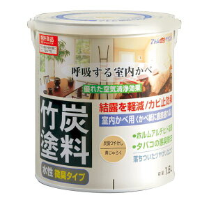 アトムハウスペイント 4971544128733 水性竹炭塗料 1.6L 炭調黄ジュラク アトムペイント 壁紙用 アトムハウスペイント水性竹炭塗料 シックハウス症候群 つやけし水性塗料