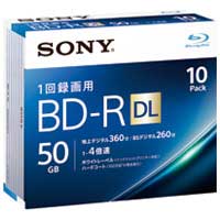 4548736036901 ソニー 録画用BD－R 50GB 10枚 10BNR2VJPS4 SONY 10枚パック 4倍速 DL ビデオ用ブルーレイディスク ビデオ用BD-R