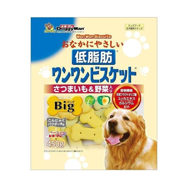 ドギーマン 4976555813395 低脂肪ビスケットBigさつまいも野菜450g