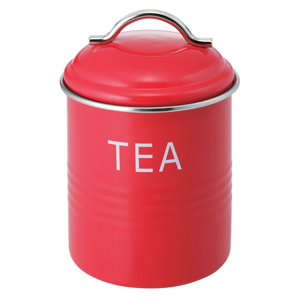 4521540244175 佐藤金属興業 バーネットキャニスター 赤 TEA SALUS 保存容器 ストッカー 紅茶 ティー 業務用 外国のアンティーク風なキャニスター