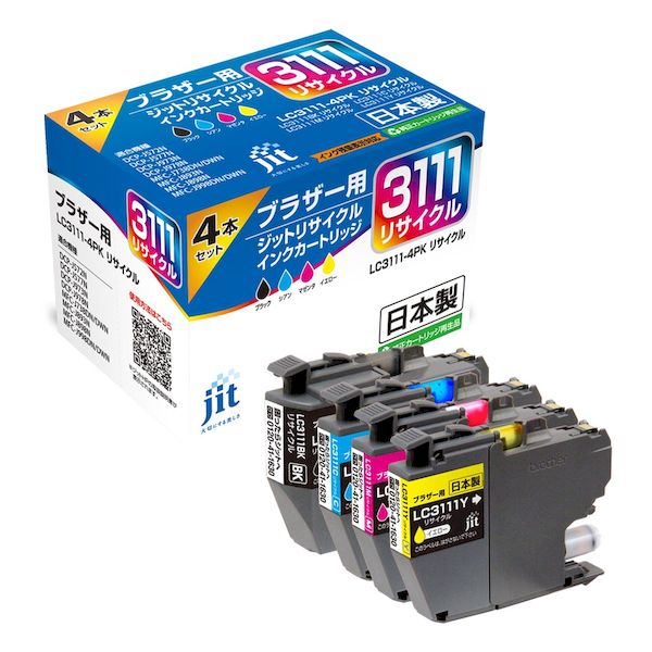 ジット JIT-B31114P ブラザー LC3111－4PK対応 リサイクルインク JIT－B31114P 4色入り JITB31114P リサイクルインク ブラザー brother カートリッジ 4530966711192