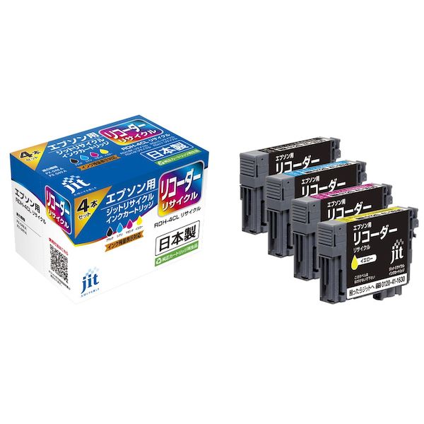【商品説明】●日本製リサイクルインク　EPSON対応●ジットのリサイクルインクは使い終わった純正インクカートリッジを回収し、独自で開発した最新技術を用いてクリーニングやインクの充填をして再度利用できるようにした環境配慮型製品です。●ジットリサイクルインクは、グリーン購入法(国等による環境物品等の調達の推進等に関する法律)に適合している、環境にやさしい商品。●カートリッジ自体を再利用することにより、ごみ排出削減など地球環境に貢献した商品です。●ジットのリサイクルインクの不良率は0.01%以下の安心の日本製で高品●純正型番：RDH-4CL●対応プリンタ：PX-049A/PX-048A類似商品はこちらジット JIT-ERDHBL4P JITインク3,071円ジット JIT-AE764P JITインク I7,143円ジット JIT-EITH6P JITインク I4,133円ジット JIT-AE754P JITインク I5,985円ジット JIT-E61654P JITインク 3,583円ジット JIT-E624P JITインク IC2,431円ジット JIT-E784P JITインク IC5,818円ジット JIT-EYTH6P JITインク Y3,331円ジット JIT-ERDHBL JITインク R1,205円ジット JIT-ERDHB JITインク RD716円ジット JIT-ERDHC JITインク RD716円ジット JIT-ERDHM JITインク RD716円