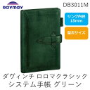 レイメイ藤井 DB3011M ダヴィンチ ロロマクラシック システム手帳 バイブル 15mm グリーン 聖書サイズ グランデ 聖書サイズシステム手帳