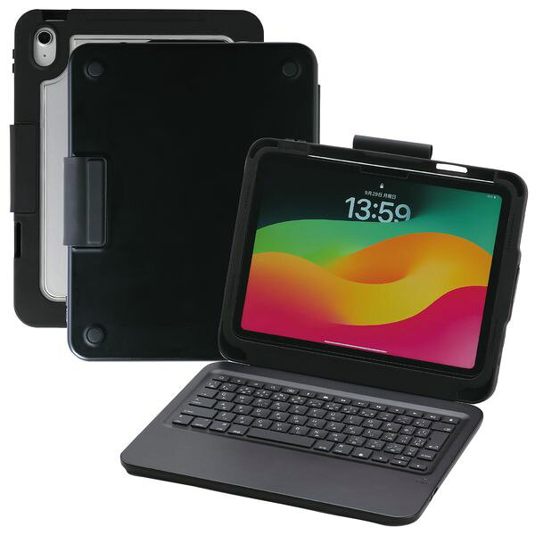 【商品説明】●Type-C接続のiPad対応キーボードケースです。混線や断線の心配がなく安定した入力が可能で、教育現場や業務利用に最適です。マグネットフラップ・無段階スタンド・ペン収納部など機能も充実しています。パンダグラフキー採用で快適なタイピングを実現。マグネットフラップや透明背面など、使いやすさと安全性を兼ね備えた設計です。滑り止め付き底面や透明背面仕様など、細部までこだわった高機能モデルです。【商品スペック】対応機種：10.9インチiPad（第10世代）・11インチiPad（A16）、対応OS： iPadOS 17以上、インターフェース：USB-TypeC・3.5mmオーディオジャック、接続方式：有線、キータイプ：パンダグラフ、キー数：80キー、耐衝撃性能：MIL規格（MIL-STD-810H）準拠 落下試験適合、防水性能：IPX3※タブレット・タッチペンは付属しません。●商品サイズ：約270×213×29mm（折り畳み時）●セット内容：本体のみ●1個重量（g）：670●材質：ABS、PU、PC、TPU●製造国：中国類似商品はこちらアーテック ArTec 091932 iPad1,471円アーテック ArTec 091931 iPad1,280円ELECOM エレコム TK-CA12BPBK16,575円アーテック ArTec 074125 iPad1,096円アーテック ArTec 091697 iPad2,931円サンワサプライ SKB-IP6BK iPad 13,035円アーテック ArTec 091900 iPad3,186円アーテック ArTec 091907 iPad3,049円アーテック ArTec 091908 iPad2,450円アーテック ArTec 091901 iPad3,186円アーテック ArTec 091902 iPad3,186円アーテック ArTec 091563 EVA 2,653円