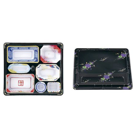 XAZ4501 ワンウェイ 会席膳セット 蓋三彩 T−205 20セット入