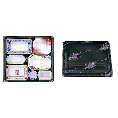 XAZ4601 ワンウェイ 会席膳セット 蓋三彩 T−217 20セット入