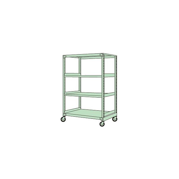 測定器・工具のイーデンキの(LINEクーポン有)【個人宅配送不可】サカエ SAKAE GKR-8744GGK 直送 代引不可・他メーカー同梱不可 中量キャスターラックGKR型 ゴム車・自在2コ、固定2コ GKR8744GGK｜アングル2