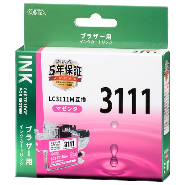 (LINEクーポン有)オーム電機 INK-BR3111-M ブラザー LC3111M互換 マゼンタ×1 INK−BR3111−M INKBR3111M