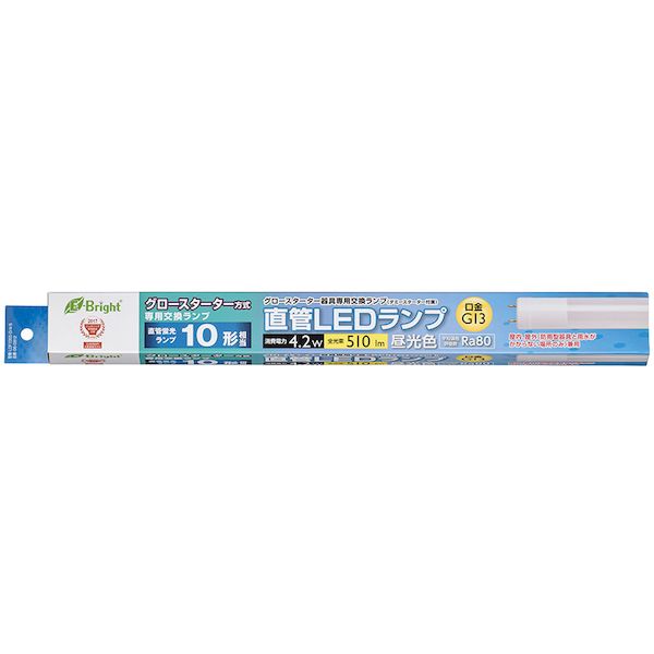 オーム電機 LDF10SS・D/4/5 直管形LEDランプ(10形/510lm/G13/昼光色) LDF10SS・D45 [2]