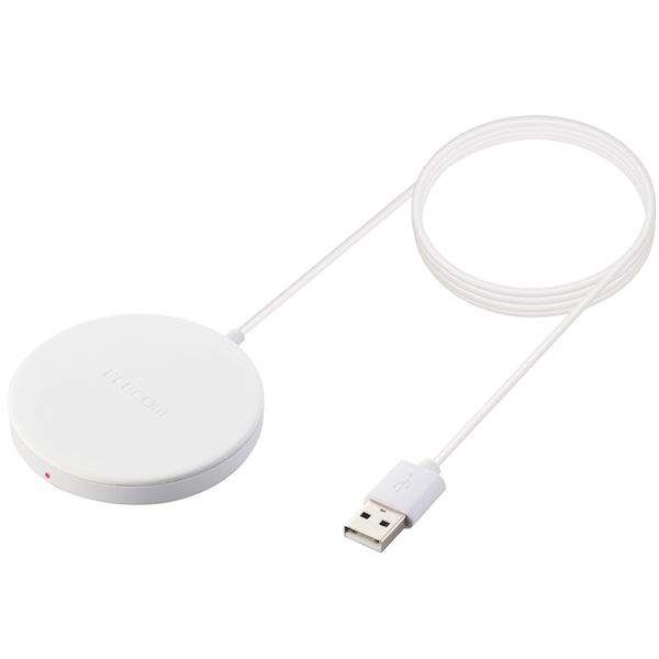 エレコム ELECOM W-MA01WH ワイヤレス充電器 5W マグネット内蔵 卓上 ケーブル一体型 iPhone Airpods 1m ホワイト WMA01WH