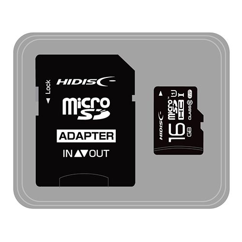 【個数：1個】HDMCSDH16GCL10UIJP3 直送 代引不可・他メーカー同梱不可 HIDISC microSDHCカード 16GB CLASS10 UHS－1対応 高速転送 Read70 SD変換アダプタ付き 1