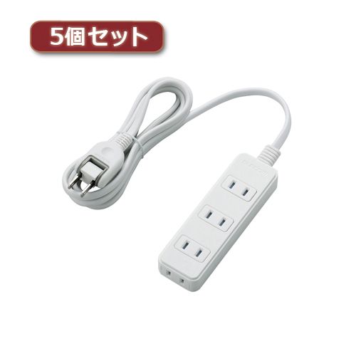 【個数：1個】T-KST02-22420WHX5 直送 代引不可・他メーカー同梱不可 5個セットエレコム 電源タップ 雷ガード・ほこりシャッター T−KST02−22420WH