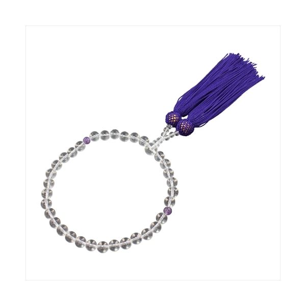 Amethyst - 【個数：1個】0001NBL-001CR 直送 代引不可・他メーカー同梱不可 匠 数珠 女性用 念珠 略式数珠 本水晶 紫翡翠 アメシスト クリア 紫 パープル 8mm 葬式 葬儀 法事 数珠入れ 全宗派対応 0001NBL001CR