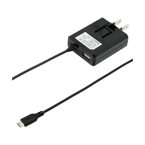 【個数：1個】WMAC24A1U18K 直送 代引不可・他メーカー同梱不可 wantobe microUSB AC充電器1ポート2．4A 1．8m K