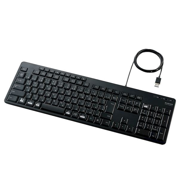 エレコム ELECOM TK-FCM114SKBK フルキーボード 有線 USB接続 静音 抗菌 ブラック TKFCM114SKBK