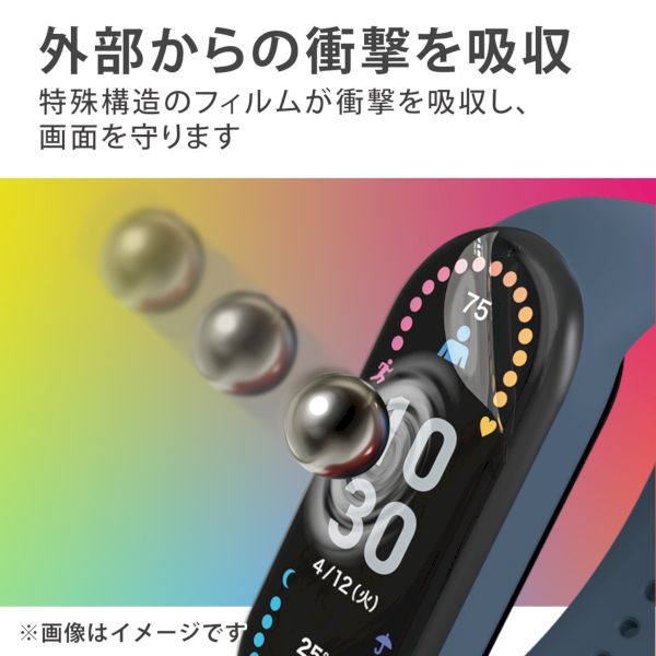 エレコム ELECOM SW-XI221FLAFPRG Xiaomi Mi Smart Band 6 ／ 5 保護 フィルム 衝撃吸収 フルカバー 高透明 指紋防止 スマートウォッチ SWXI221FLAFPRG