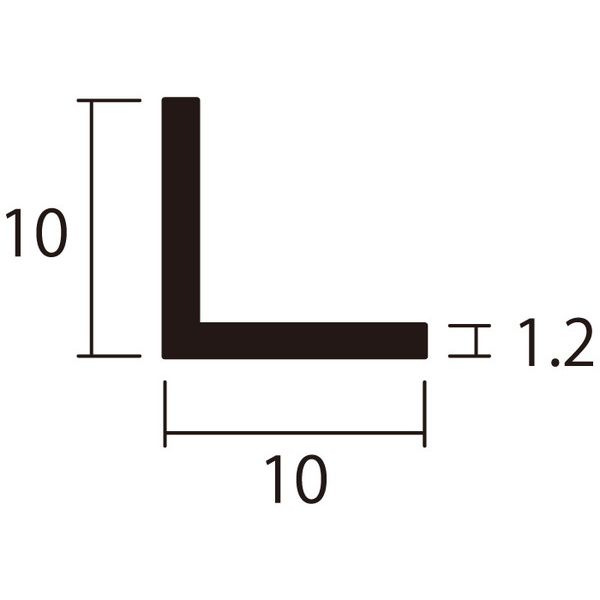 ハイロジック 4549396001889 3100188 アルミアングル 2m 1．2x10x10mm ブラック 2入
