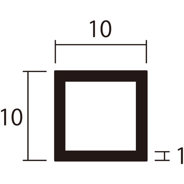 ハイロジック 4549396004101 3100410 アルミ角パイプ 2m 1．0x10x10mm シルバー 2入