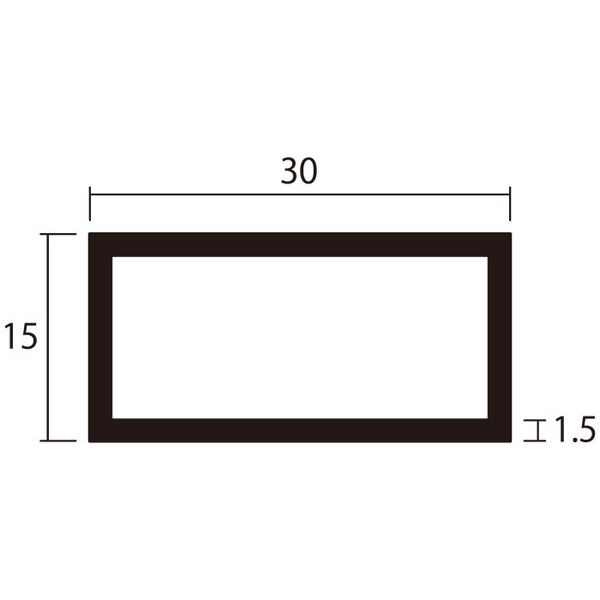 ハイロジック 4549396004880 3100488 アルミ角パイプ 2m 1．5x15x30mm ブラック 2入