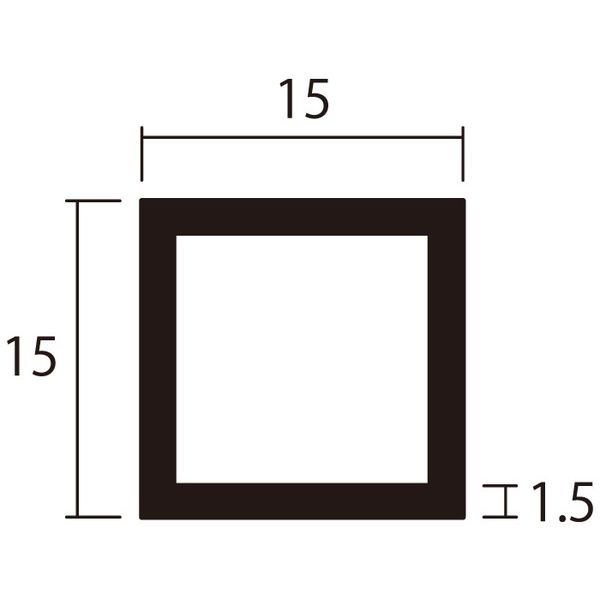 ハイロジック 4549396006082 3100608 アルミ角パイプ 1m 1．5x15x15mm ブロンズ 4入