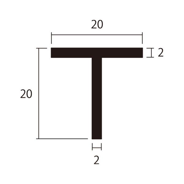 ハイロジック 4549396009373 3100937 アルミT型 2m 2．0x20x20mm シルバー 2入