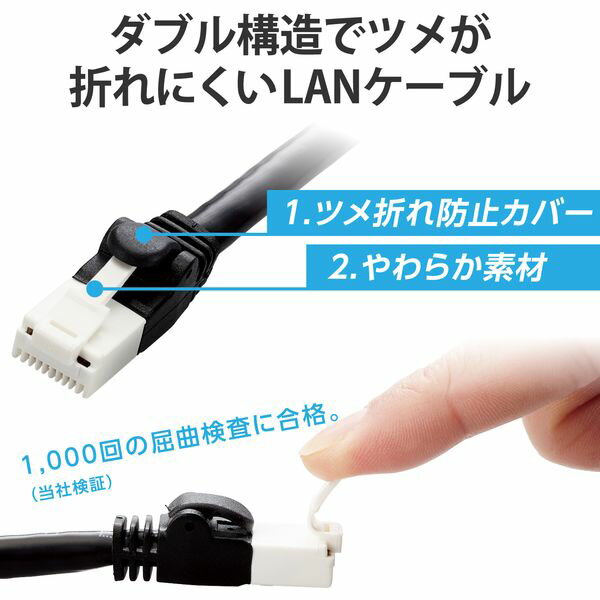 ELECOM エレコム LD-GPAT/BK1/RS LANケーブル CAT6A 1m 高速 10Gbps ストレート 爪折れ防止 RoHS指令準拠 ブラック LDGPAT/BK1/RS