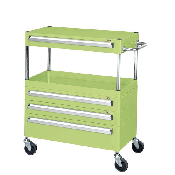 【個人宅配送不可】サカエ SAKAE CSP-7581A3C 直送 代引不可・他メーカー同梱不可 CSパールワゴン 中量タイプ／ゴム車／引出し付 CSP7581A3C