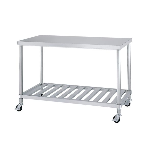 【個人宅配送不可】シンコー WSC-18060-U75 直送 代引不可・他メーカー同梱不可 キャスター付ステンレス作業台 スノコ棚仕様 WSC18060U75