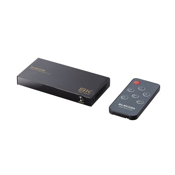 ELECOM エレコム DH-SW8KP31BK HDMI切替器 3入力1出力 8K 60Hz 4K 120Hz HDMI2．1 手動／自動 リモコン付き ブラック DHSW8KP31BK