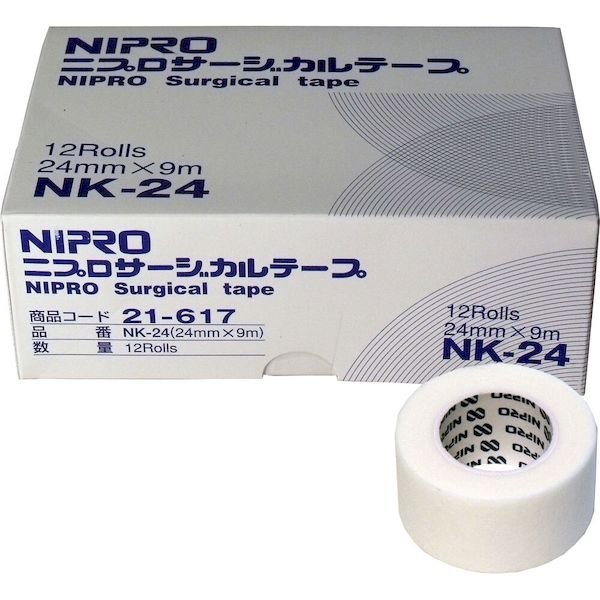 4987458216176 ニプロ サージカルテープ NK−24 24mm×9m 業務用12巻入【キャンセル不可】 Nipro 不職布