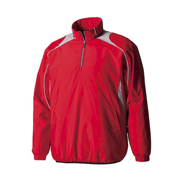 (LINEクーポン有)デサント DESCENTE 4930699181840 JSTD−425B ジュニア 長袖プルオーバーコート レッドXシルバー サイズ：140