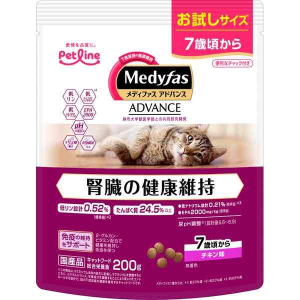 ペットライン 4902418069708 メディファスアドバンス 腎臓の健康維持 7歳頃から チキン味 200g