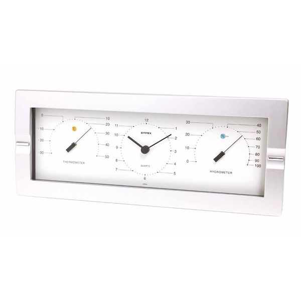 【商品説明】●サイズ縦_本体（mm）：115●サイズ横_本体（mm）：285●サイズ高さ_本体（mm）：38●温度計、湿度計を搭載したクォーツ時計です。●単三乾電池×1（付）●置き掛け兼用。●安心と信頼の日本製。類似商品はこちらエンペックス...