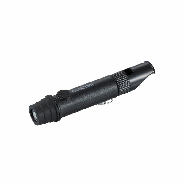 ELECOM エレコム DE-KD03BK 懐中電灯 LEDライト ランタン 災害救助笛 小型 電池式 単4電池 防水・防塵 IP44 防災 笛 ブラック DEKD03BK