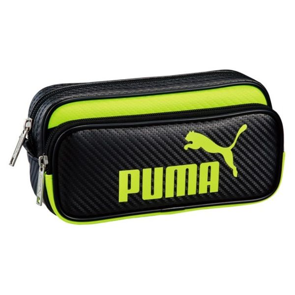 クツワ 787PMBY PUMA カラーカーボンWペンケース ブラック×蛍光イエロー